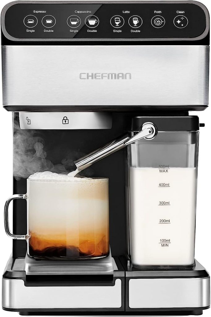Chefman 6-in-1 Espresso Machine with Built-In Milk Frother