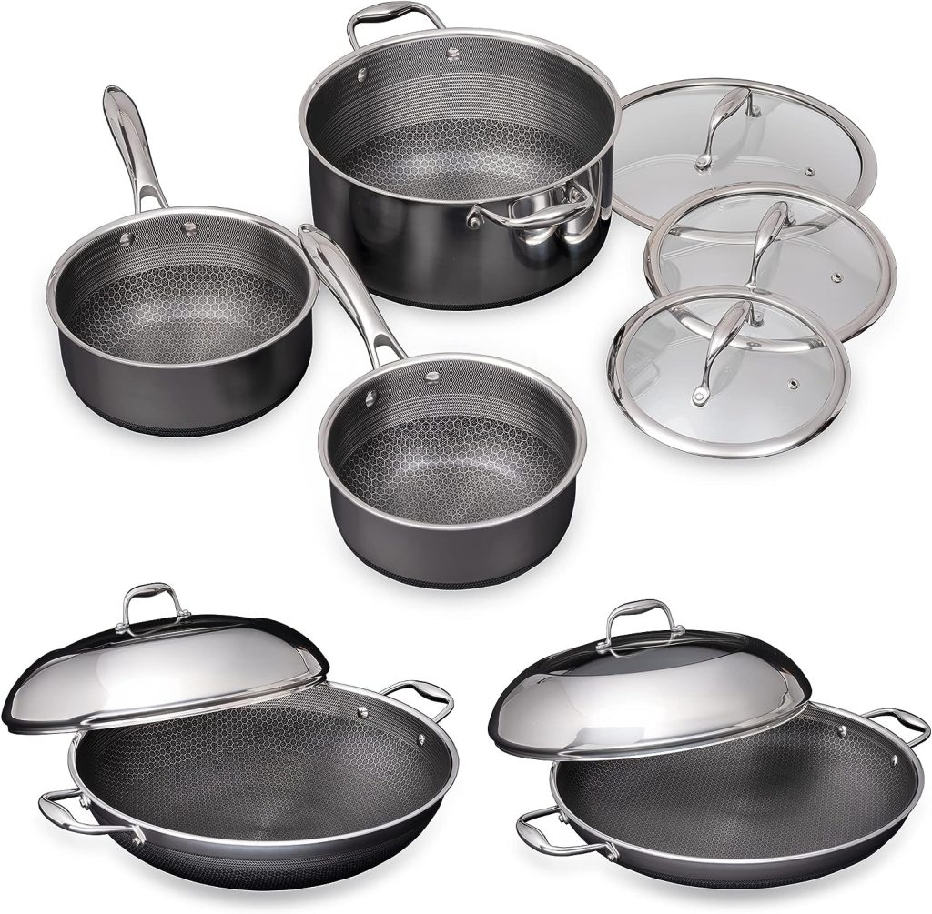 HexClad 10 Piece Hybrid Stainless Steel Cookware Set